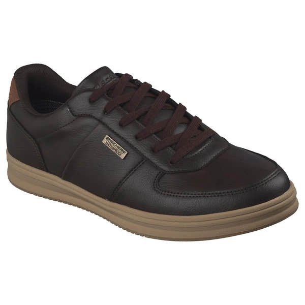 Skechers 211459 Palmiro-Monty Mens Chocolate Trainers, outer side view.