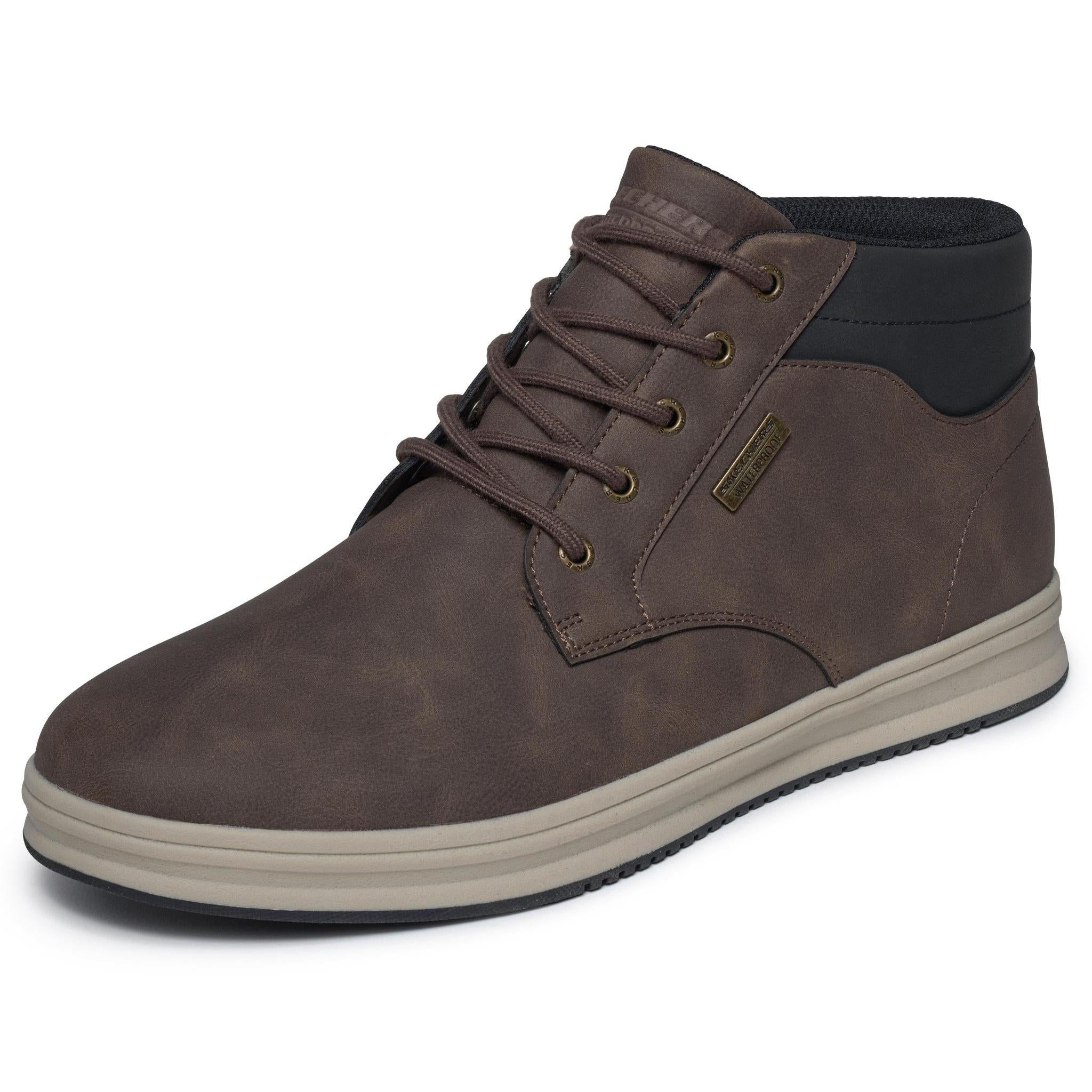 Skechers 211461 Palmiro-Wallace Mens Chocolate Shoes, left side view.