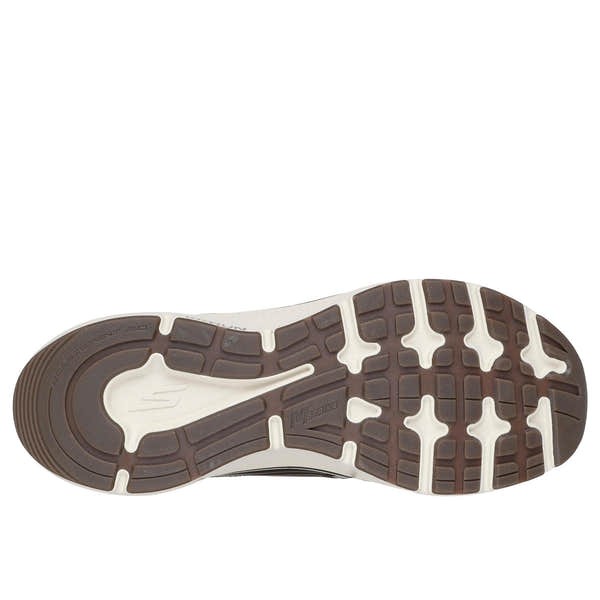 Skechers Go Run Consistent 2.0 men's brown leather and textile lace-up trainers with rubber outsole for running and casual wear.