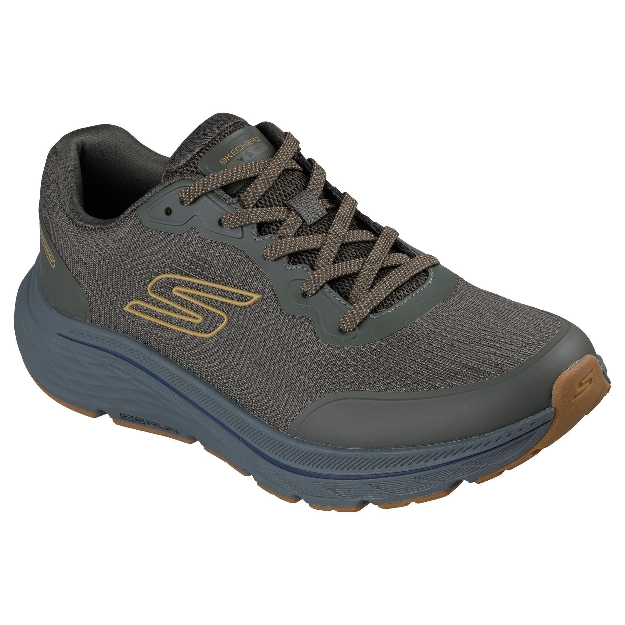 Skechers 221266 Go Run Consistent 3 - Streamh Mens Olive Textile Shoes, outer side view.