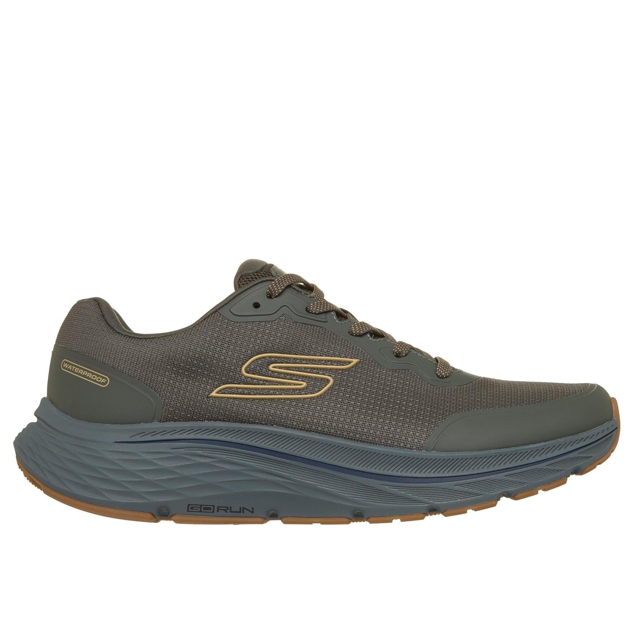 Skechers 221266 Go Run Consistent 3 - Streamh Mens Olive Textile Shoes, front three-quarter view.
