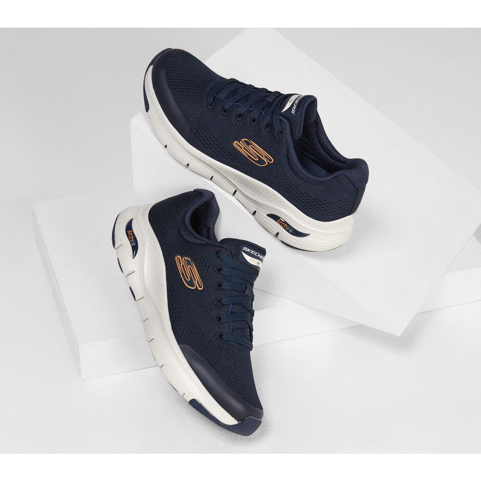 Skechers 232040 Arch Fit Mens Navy Textile Arch Support Lace Up Trainers-elevate your sole