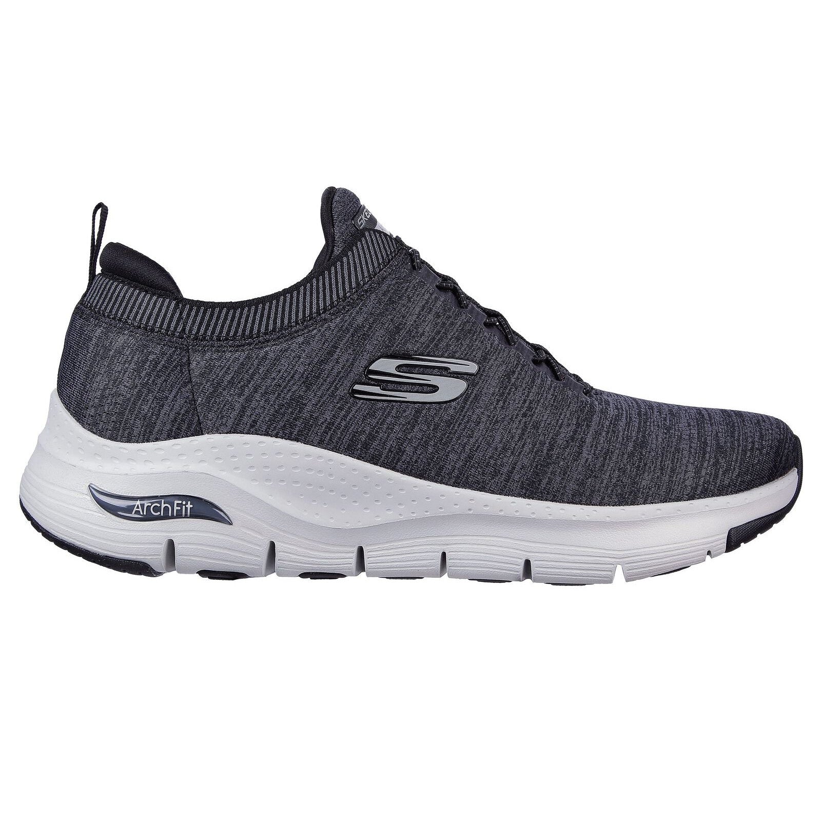 Skechers 232301 Arch Fit Waveport Mens Black And Grey Textile Arch Support Elasticated Trainers-elevate your sole