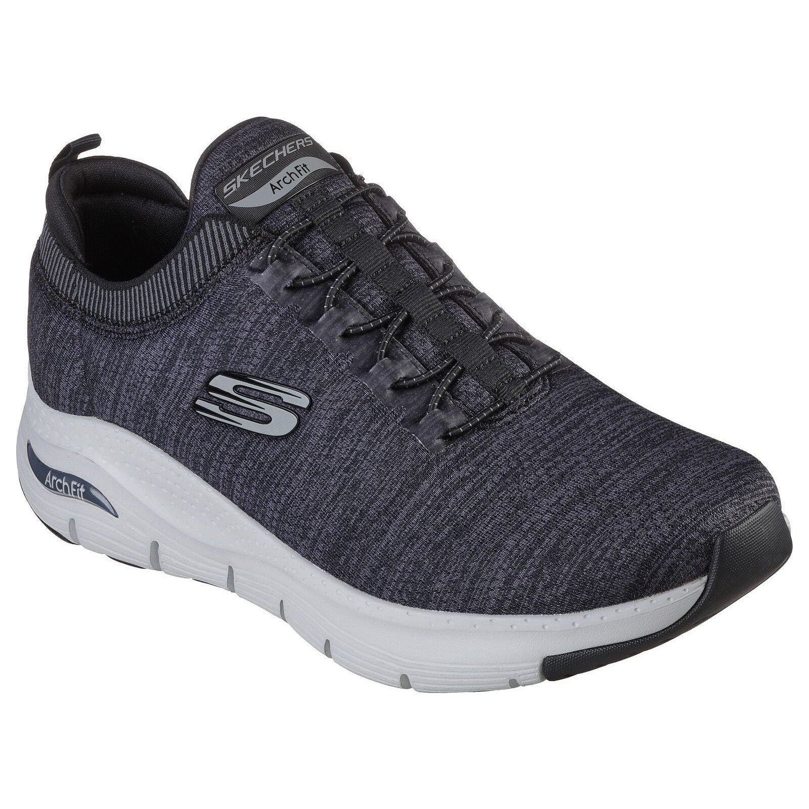 Skechers 232301 Arch Fit Waveport Mens Black And Grey Textile Arch Support Elasticated Trainers-elevate your sole