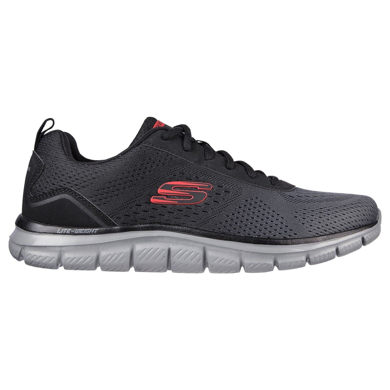 Skechers 232399 Track Ripkent Mens Black & Charcoal Textile Lace Up Trainers-elevate your sole