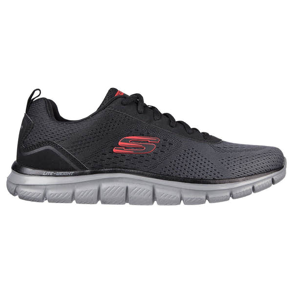 Skechers 232399 Track Ripkent Mens Black & Charcoal Textile Lace Up Trainers-elevate your sole
