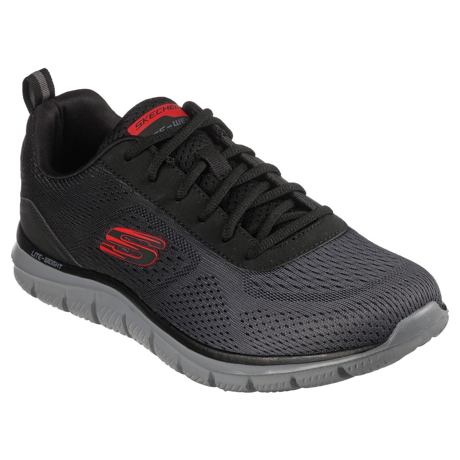 Skechers 232399 Track Ripkent Mens Black & Charcoal Textile Lace Up Trainers-elevate your sole