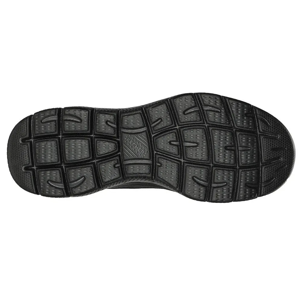 Skechers Mens Black Vegan Slip-On Trainers, Summits-High Range, flexible rubber sole, lightweight and comfortable.