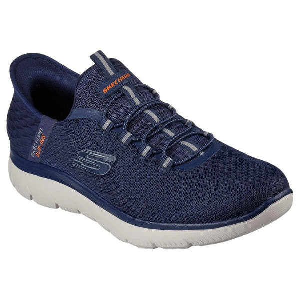 Skechers 232457 Summits High Range Mens Navy Blue Textile Vegan Elasticated Trainers-elevate your sole