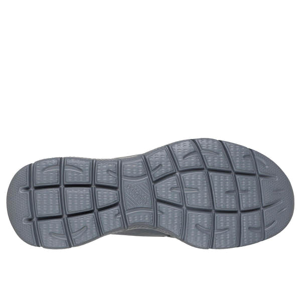 Skechers Summits men's grey slip-on trainers with textured outsole for casual, comfortable footwear.