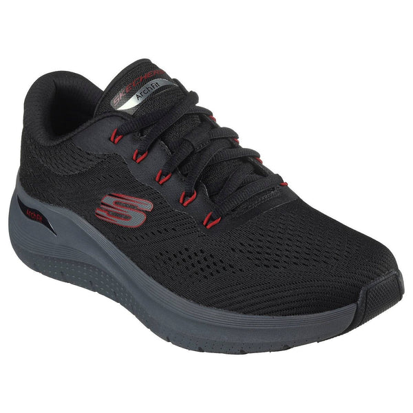 Skechers 232700 Arch Fit Mens Black Red Textile Vegan Lace