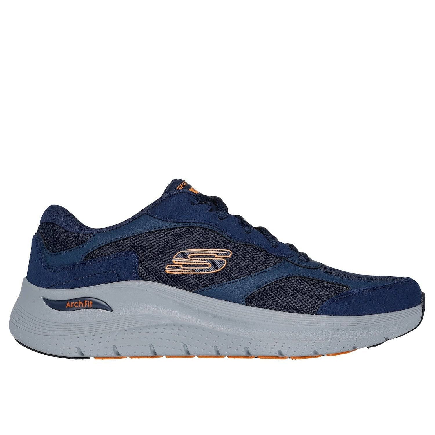 Skechers 232702 Arch Fit 2.0 - The K Mens Navy Orange Leather Arch Support Lace Up Trainers-elevate your sole
