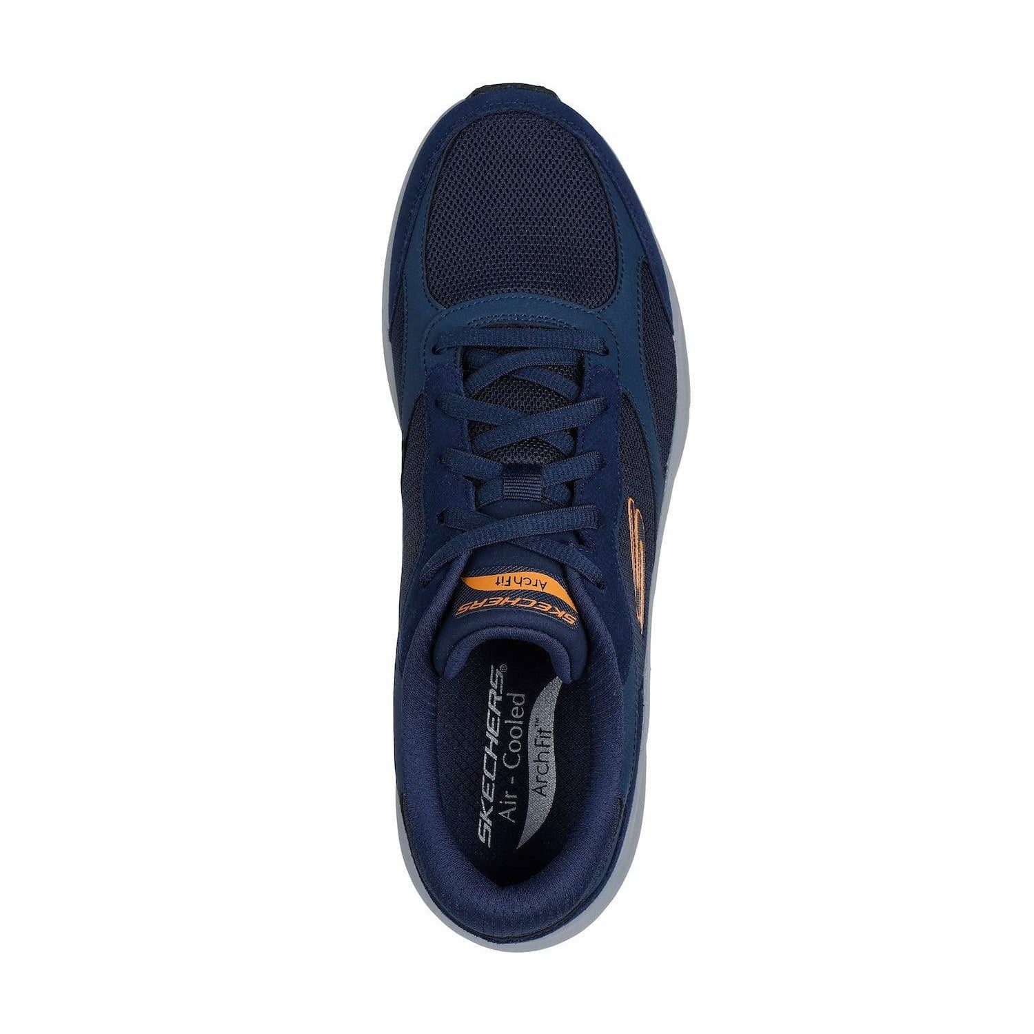 Skechers 232702 Arch Fit 2.0 - The K Mens Navy Orange Leather Arch Support Lace Up Trainers-elevate your sole