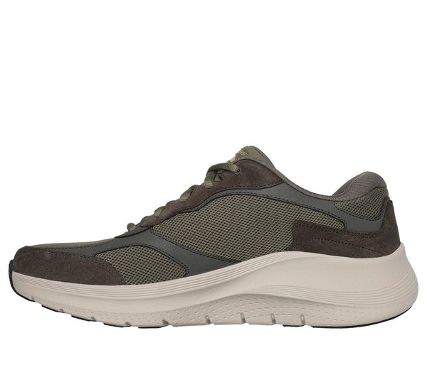 Skechers 232702 Arch Fit 2.0 - The K Mens Olive Leather Arch Support Lace Up Trainers-elevate your sole