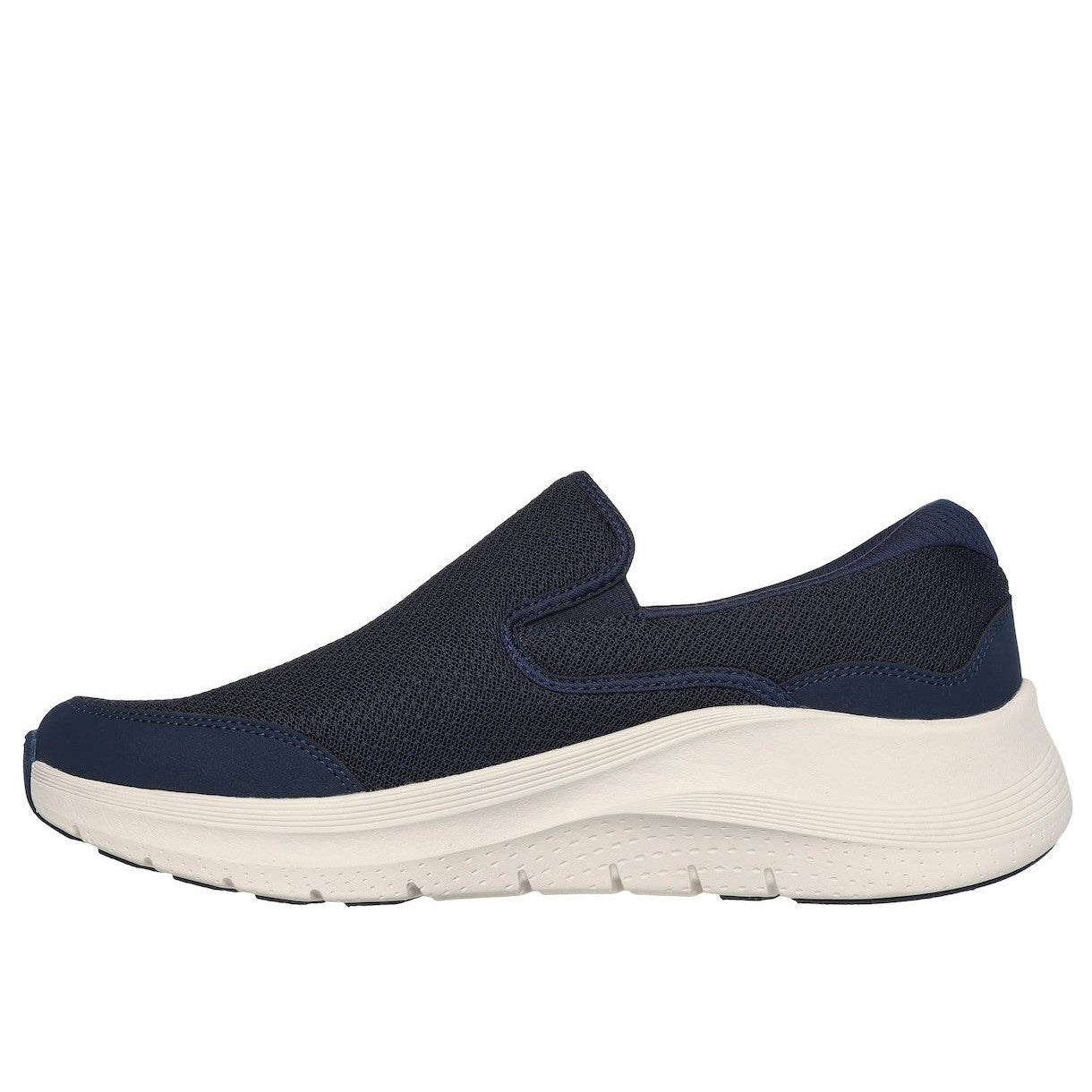 Skechers 232706 Arch Fit 2.0 - Vallo Mens Navy Leather & Textile Vegan Slip On Trainers-elevate your sole