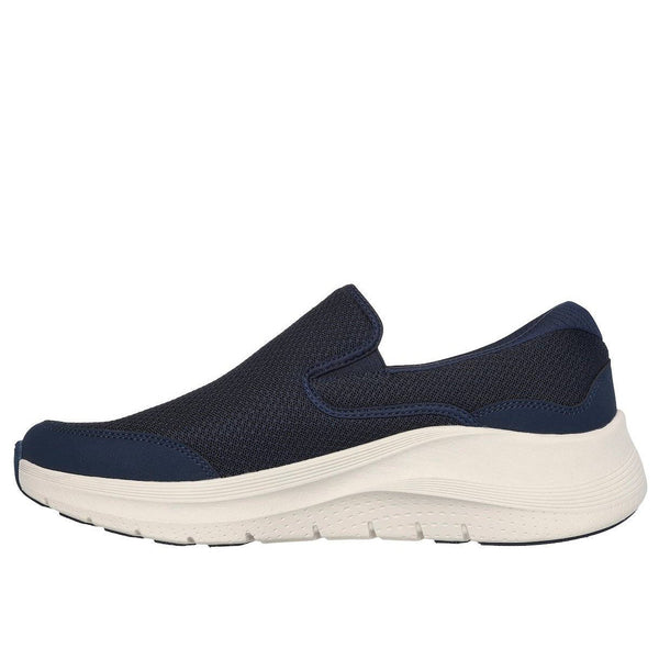 Skechers 232706 Arch Fit 2.0 - Vallo Mens Navy Leather & Textile Vegan Slip On Trainers-elevate your sole