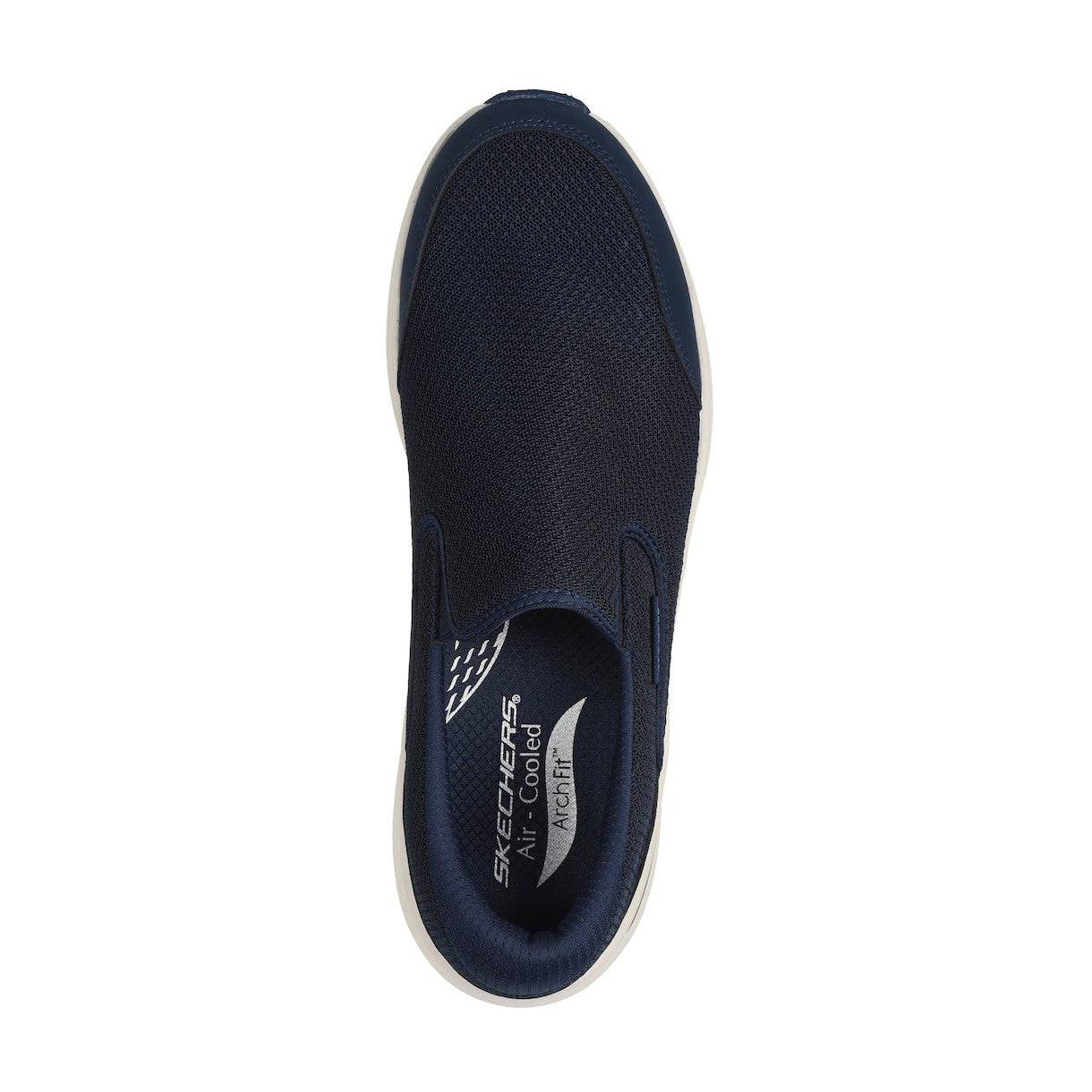 Skechers 232706 Arch Fit 2.0 - Vallo Mens Navy Leather & Textile Vegan Slip On Trainers-elevate your sole