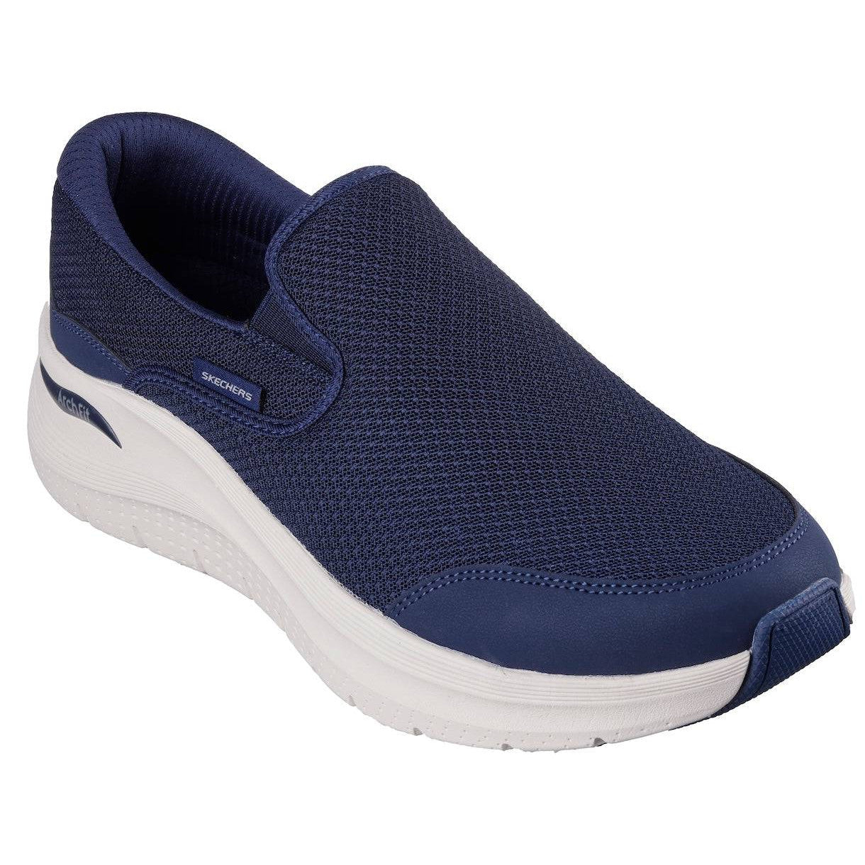 Skechers 232706 Arch Fit 2.0 - Vallo Mens Navy Leather & Textile Vegan Slip On Trainers-elevate your sole