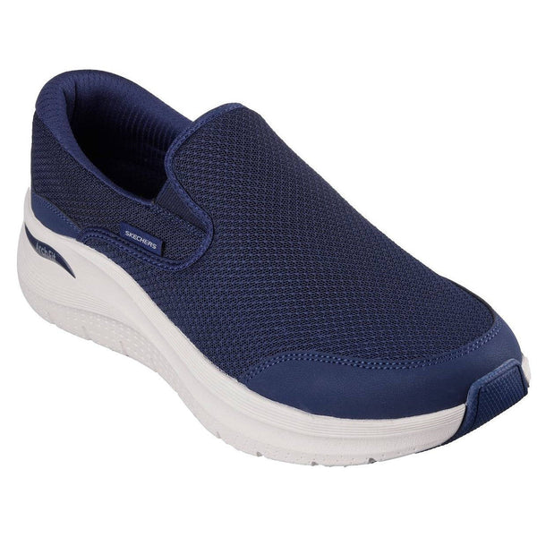 Skechers 232706 Arch Fit 2.0 - Vallo Mens Navy Leather & Textile Vegan Slip On Trainers-elevate your sole