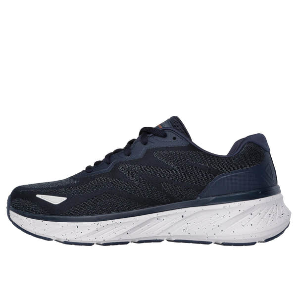 Skechers Edgeride Konzo men's navy and orange waterproof vegan textile lace-up trainers.