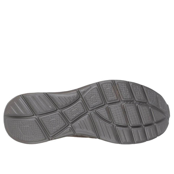 Skechers Equalizer 5.0 Drayze men's taupe textile slip-on trainers with textured rubber sole for comfort and style.