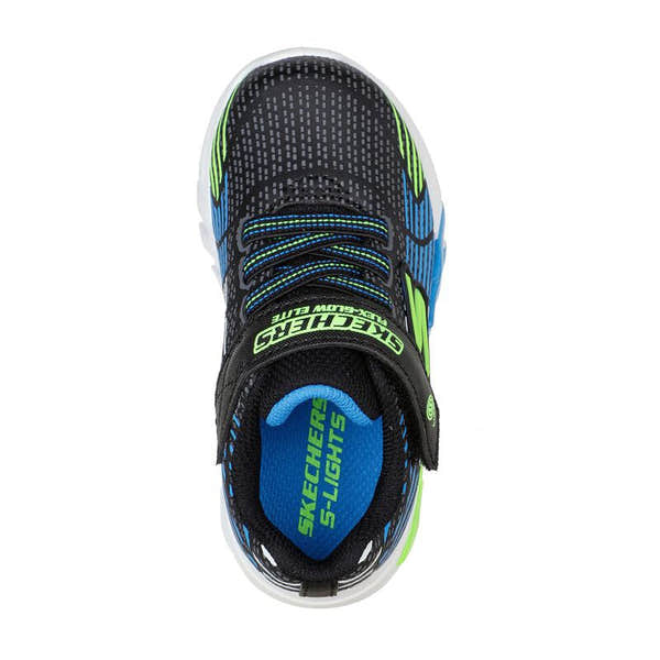 Skechers 400135N S Light Flex Glow Elite Boys Blue and Lime Touch Fastening Trainers-elevate your sole