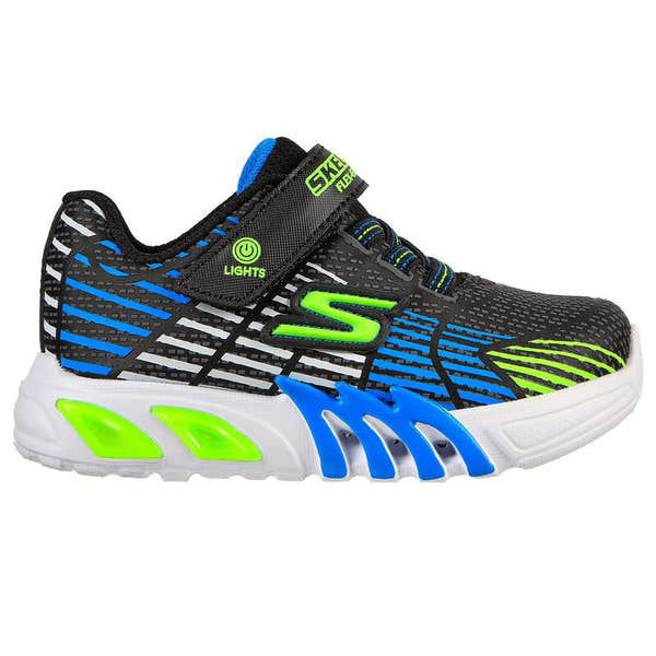 Skechers 400135N S Light Flex Glow Elite Boys Blue and Lime Touch Fastening Trainers-elevate your sole