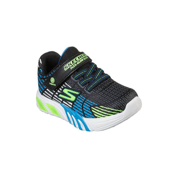 Skechers 400135N S Light Flex Glow Elite Boys Blue and Lime Touch Fastening Trainers-elevate your sole