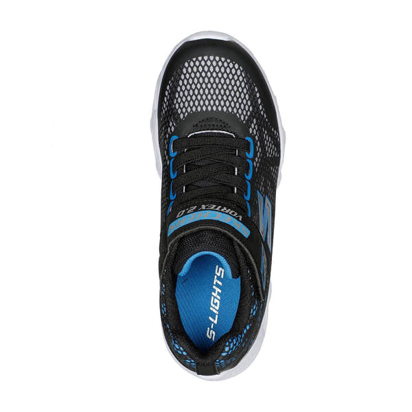 Skechers 400602N S Lights Vortex 2.0 Boys Black And Blue Touch Fastening Trainers-elevate your sole