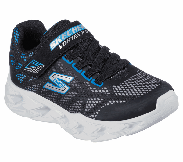 Skechers 400602N S Lights Vortex 2.0 Boys Black And Blue Touch Fasteni