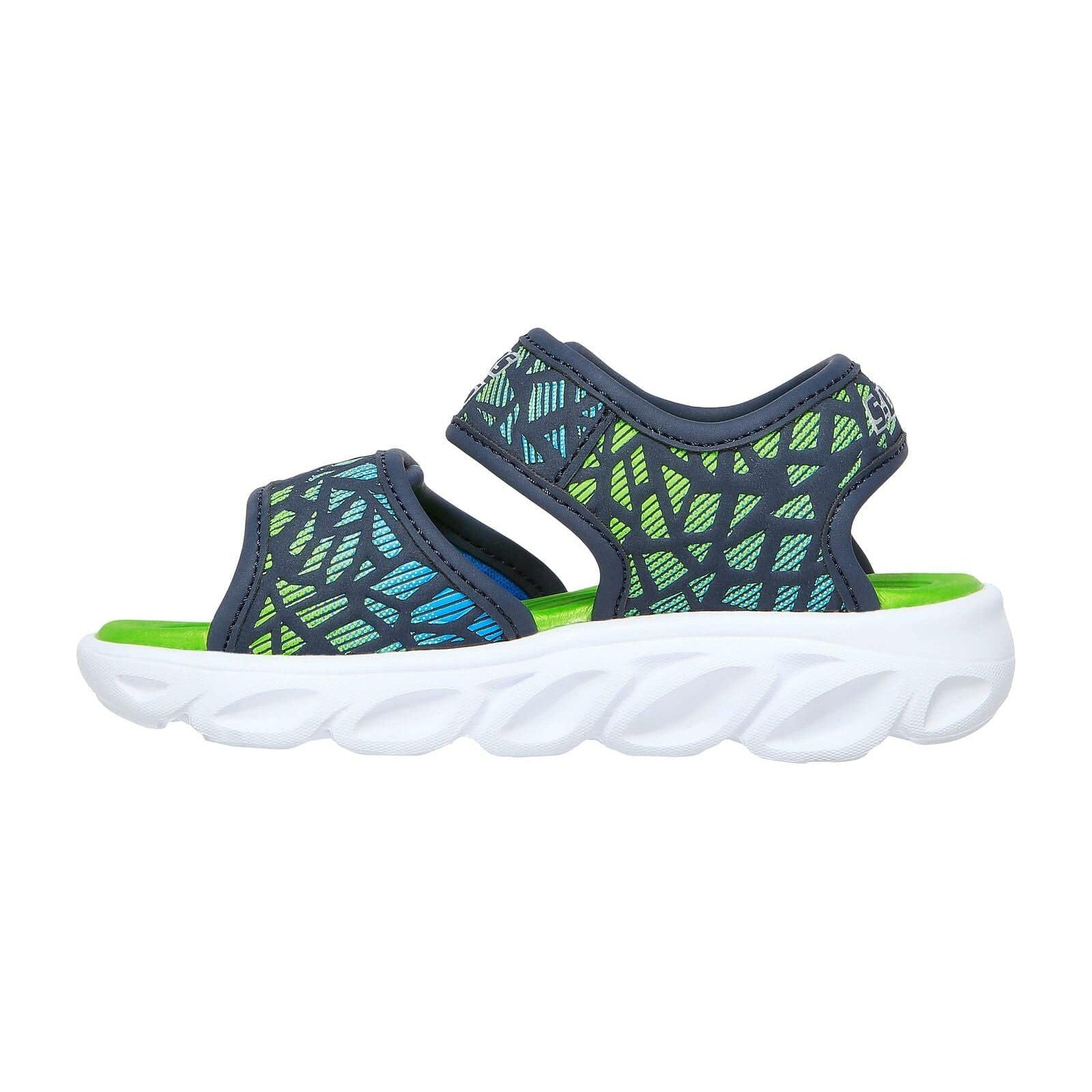 Skechers 402003N S Lights Hypno Splash Sun Sonic Boys Navy And Lime Green Textile Touch Fastening Sandals-elevate your sole