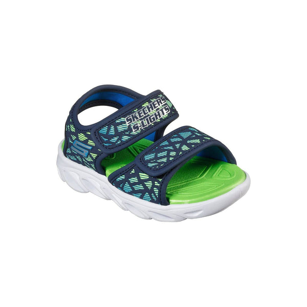 Skechers 402003N S Lights Hypno Splash Sun Sonic Boys Navy And Lime Green Textile Touch Fastening Sandals-elevate your sole