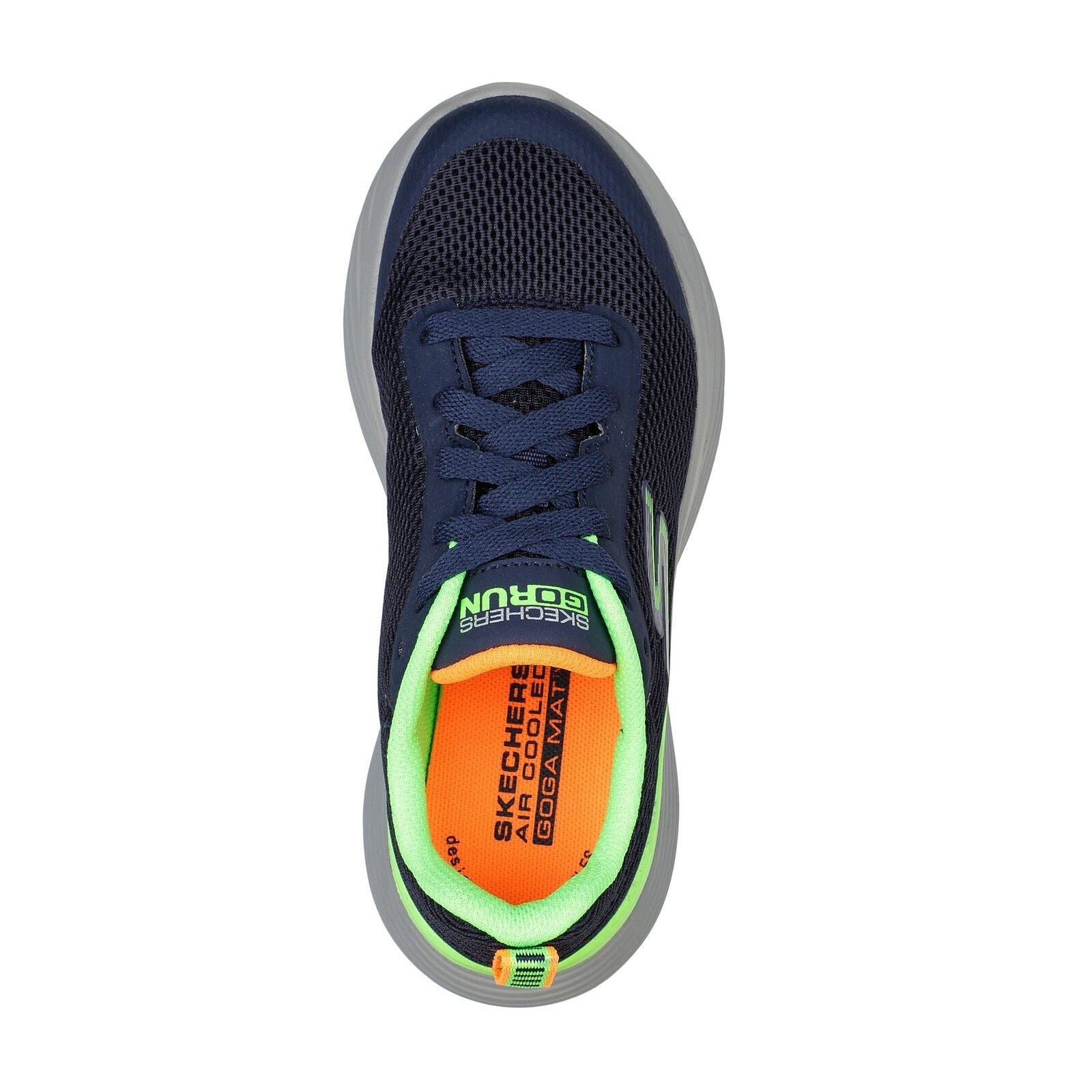 Skechers 405100L Go Run 400 V2 Omega Boys Navy And Lime Green Textile Lace Up Trainers-elevate your sole