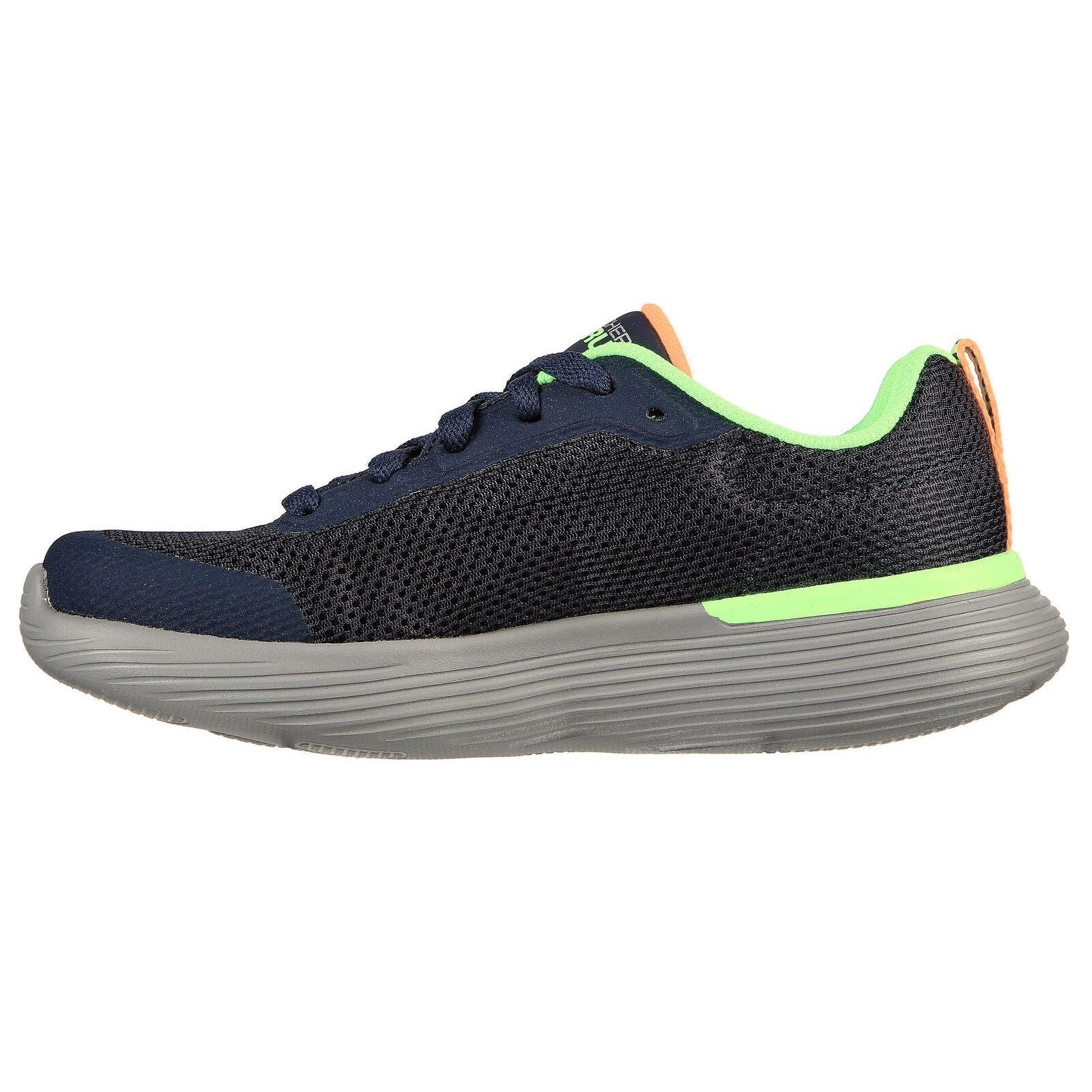 Skechers 405100L Go Run 400 V2 Omega Boys Navy And Lime Green Textile Lace Up Trainers-elevate your sole