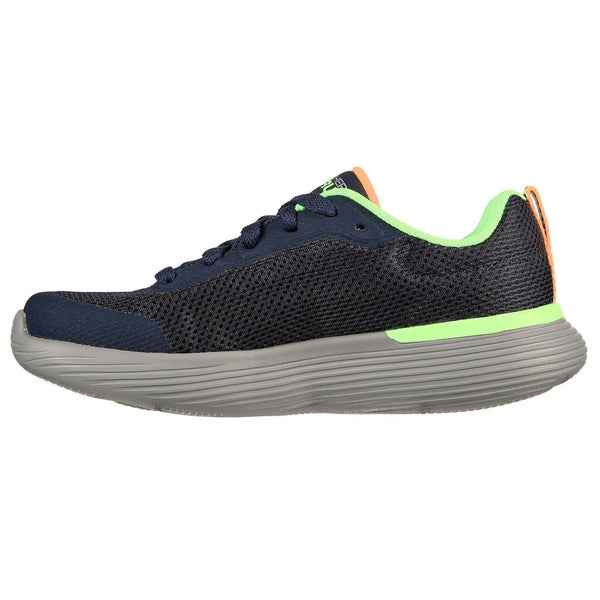 Skechers 405100L Go Run 400 V2 Omega Boys Navy And Lime Green Textile Lace Up Trainers-elevate your sole