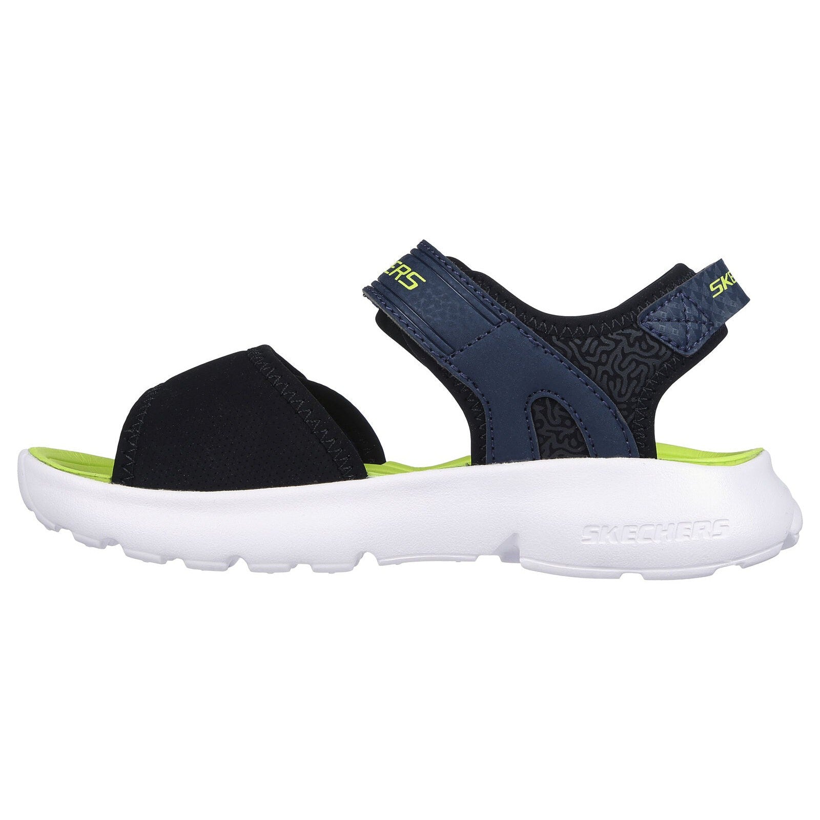 Skechers 406512L Razor Splash Boys Black, Navy And Lime Synthetic Touch Fastening Sandals-elevate your sole