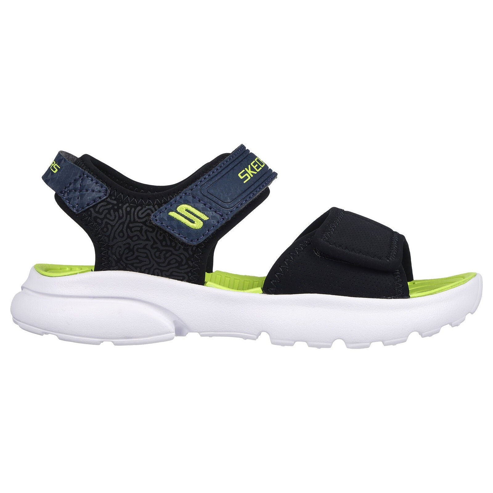 Skechers 406512L Razor Splash Boys Black, Navy And Lime Synthetic Touch Fastening Sandals-elevate your sole