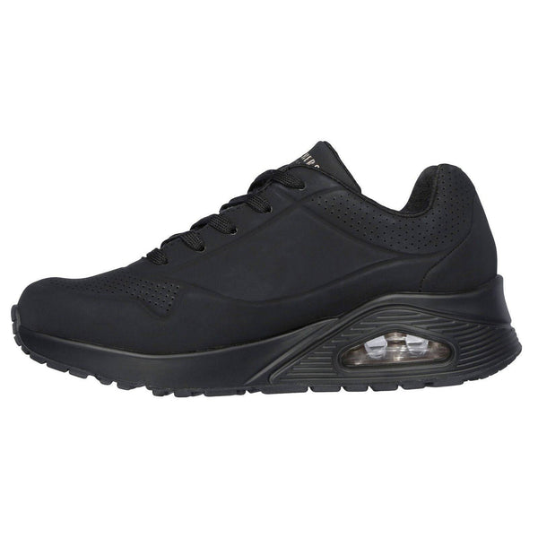 Skechers 73690 Uno Stand On Air Ladies Black Lace Up Trainers-elevate your sole