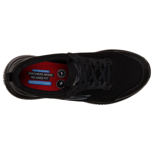 Skechers 77222EC Sqaud Sr Black Elasticated Ladies Slip On Work Trainers-elevate your sole