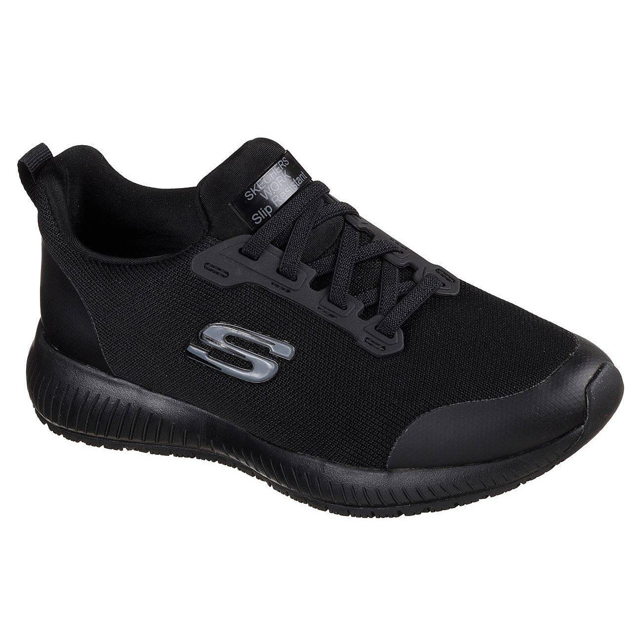 Skechers 77222EC Sqaud Sr Black Elasticated Ladies Slip On Work Trainers-elevate your sole