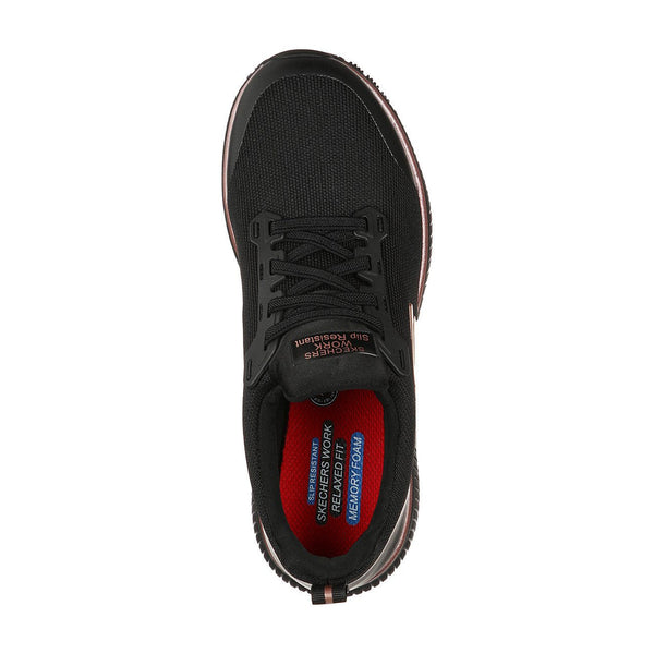 Skechers 77222EC Squad SR Ladies Black and Rose Gold Slip On Trainers-elevate your sole