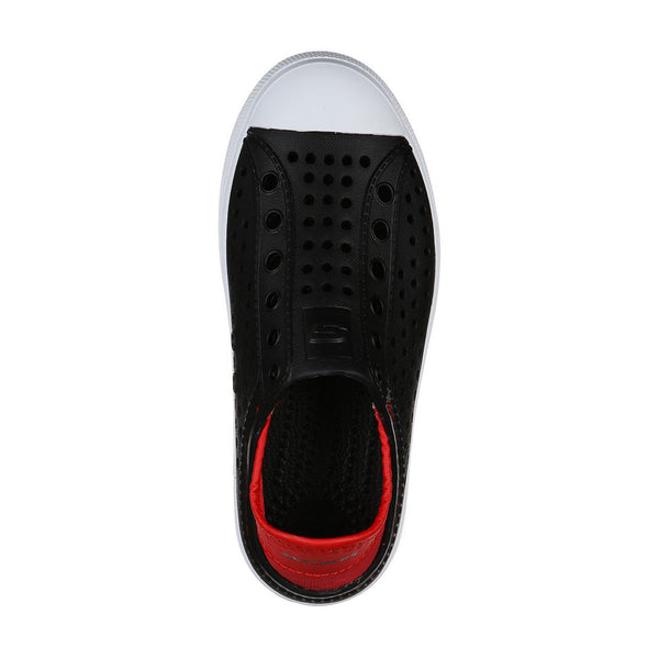 Skechers 91995L Guzman Stepz Boys Black and Red Slip On Shoes - elevate your sole