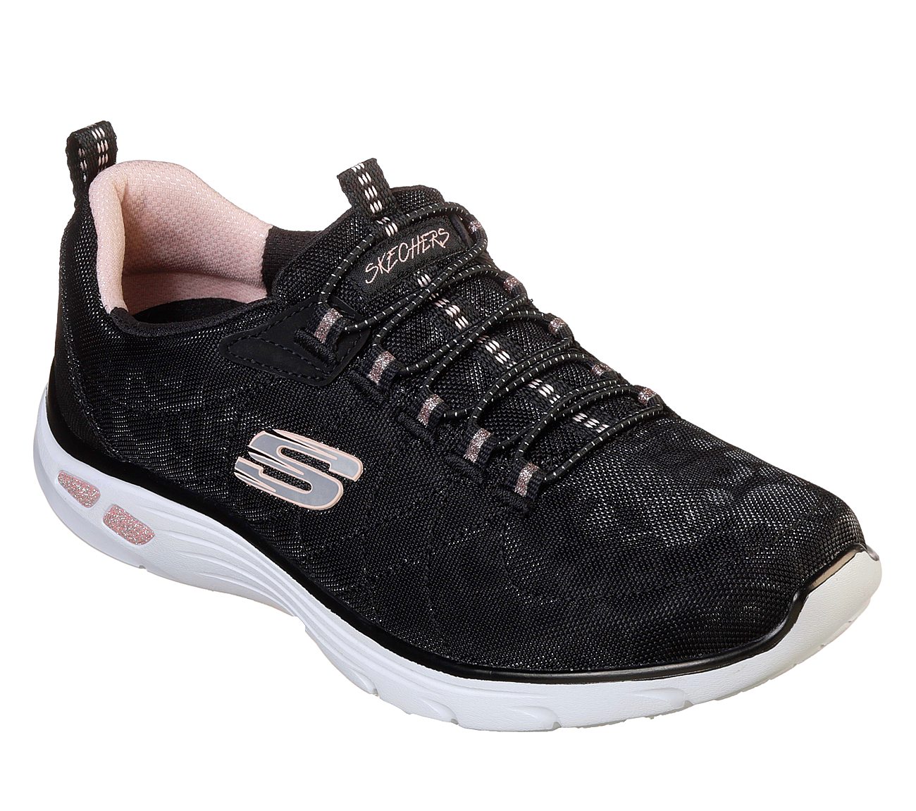 Skechers Ladies 12825 Empire Black Pink Trainers - elevate your sole