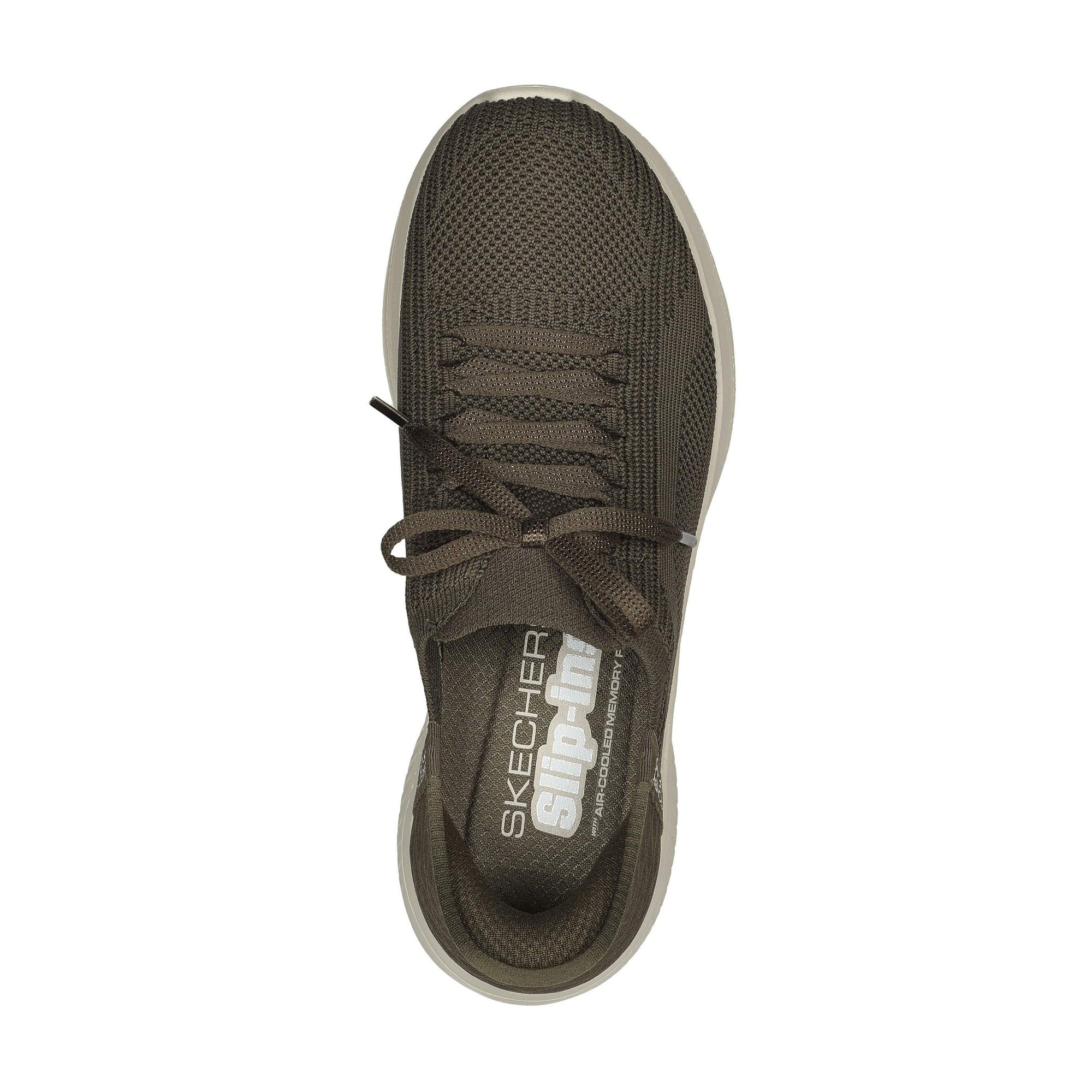 Skechers Slip-ins 149710 Ultra Flex 3.0-Brilliant Path Ladies Olive Textile Vegan Slip On Trainers-elevate your sole