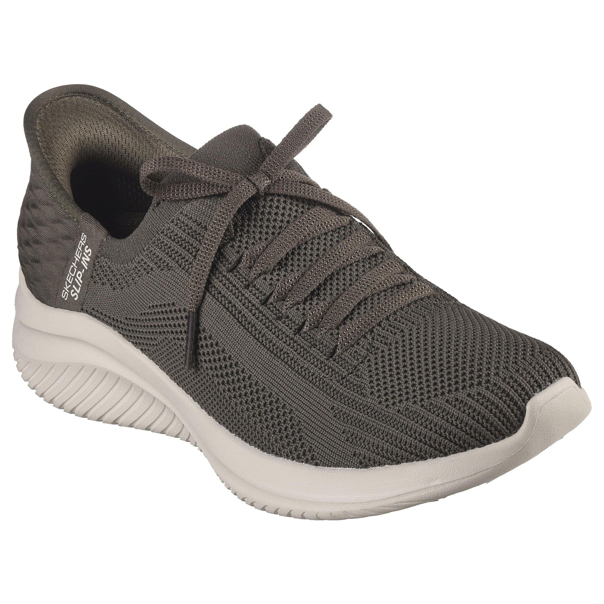 Skechers Slip-ins 149710 Ultra Flex 3.0-Brilliant Path Ladies Olive Textile Vegan Slip On Trainers-elevate your sole