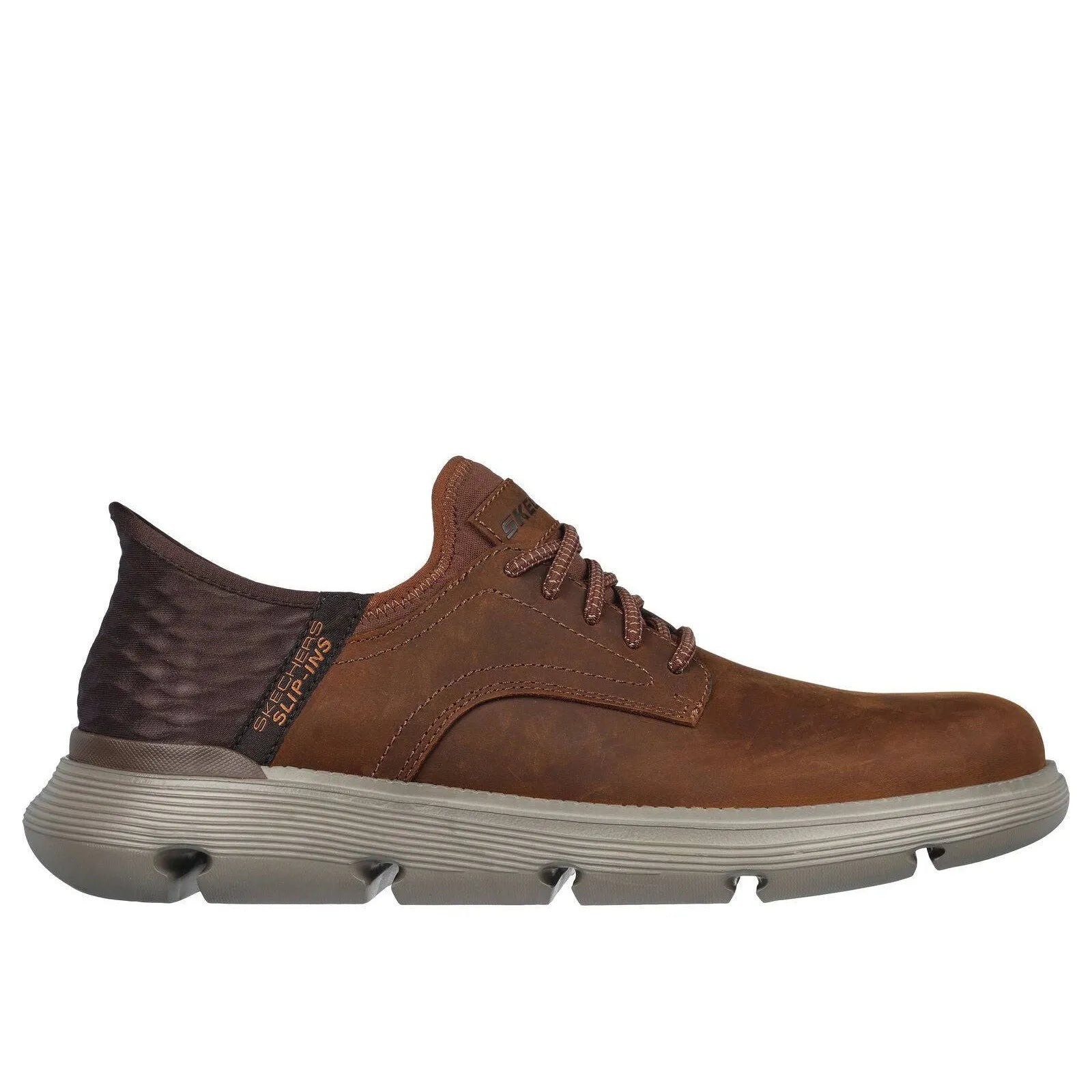 Skechers Slip-ins 205046 Garza Gervin Mens Dark Brown Leather Slip On Shoes-elevate your sole