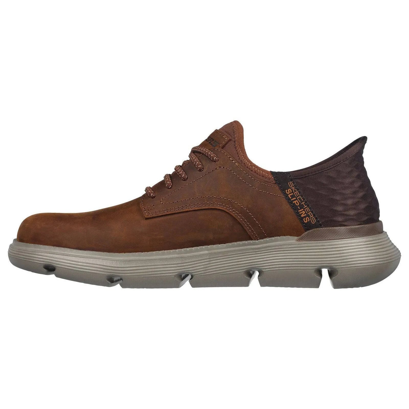 Skechers Slip-ins 205046 Garza Gervin Mens Dark Brown Leather Slip On Shoes-elevate your sole