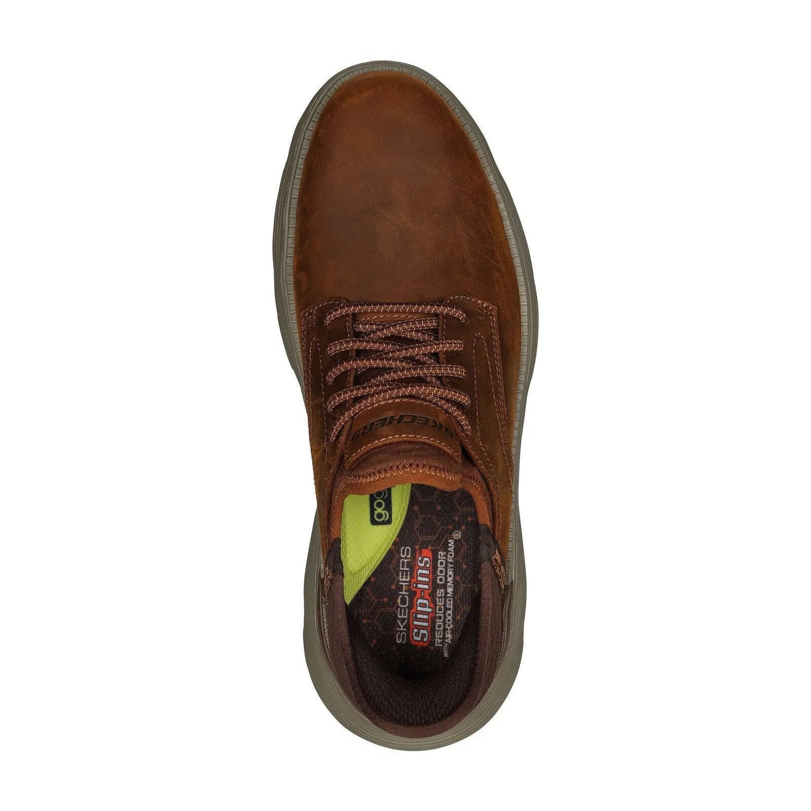 Skechers Slip-ins 205046 Garza Gervin Mens Dark Brown Leather Slip On Shoes-elevate your sole