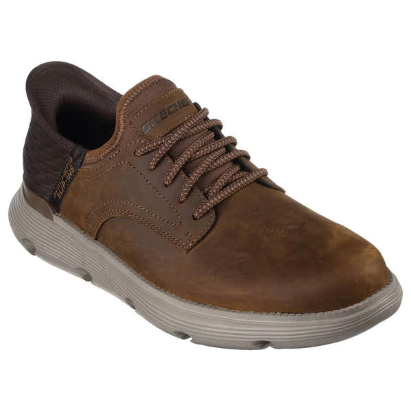 Skechers Slip-ins 205046 Garza Gervin Mens Dark Brown Leather Slip On Shoes-elevate your sole
