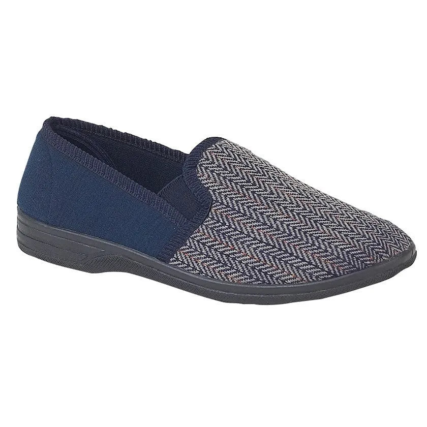Sleepers MS219C Charles Mens Navy Blue Felt Slippers-elevate your sole